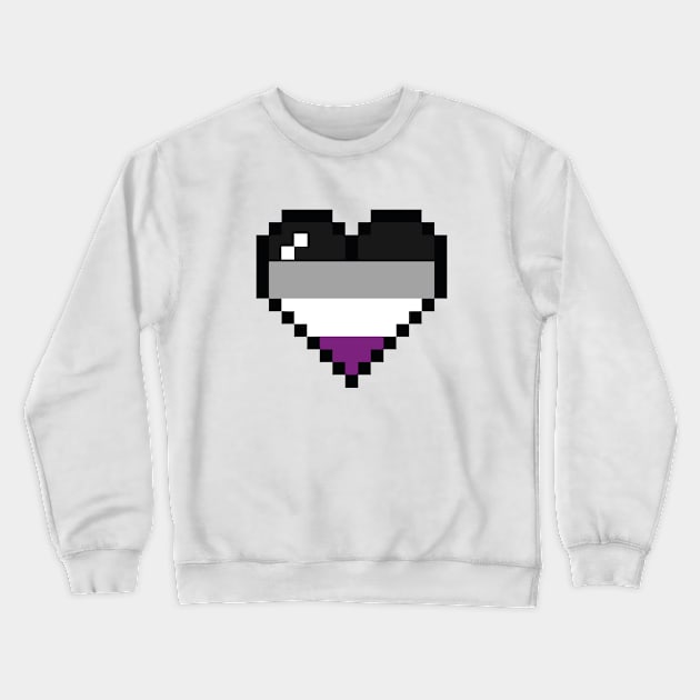 Asexual 8 bit heart Crewneck Sweatshirt by MandyDesigns